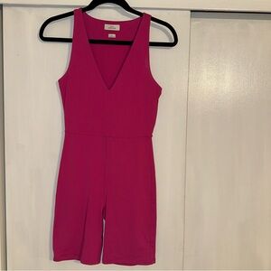 Hot Pink Babaton Aritiza Contour Romper Onsie